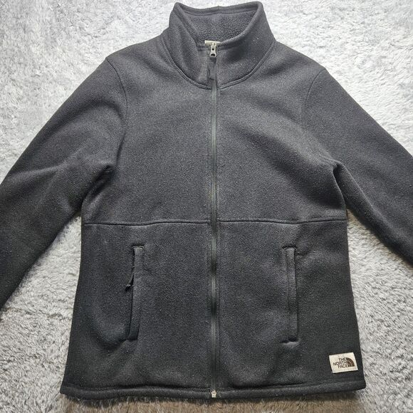 The North Face Womens Black Full Zip Jacket Size Large Fleece Lined - Picture 1 of 11